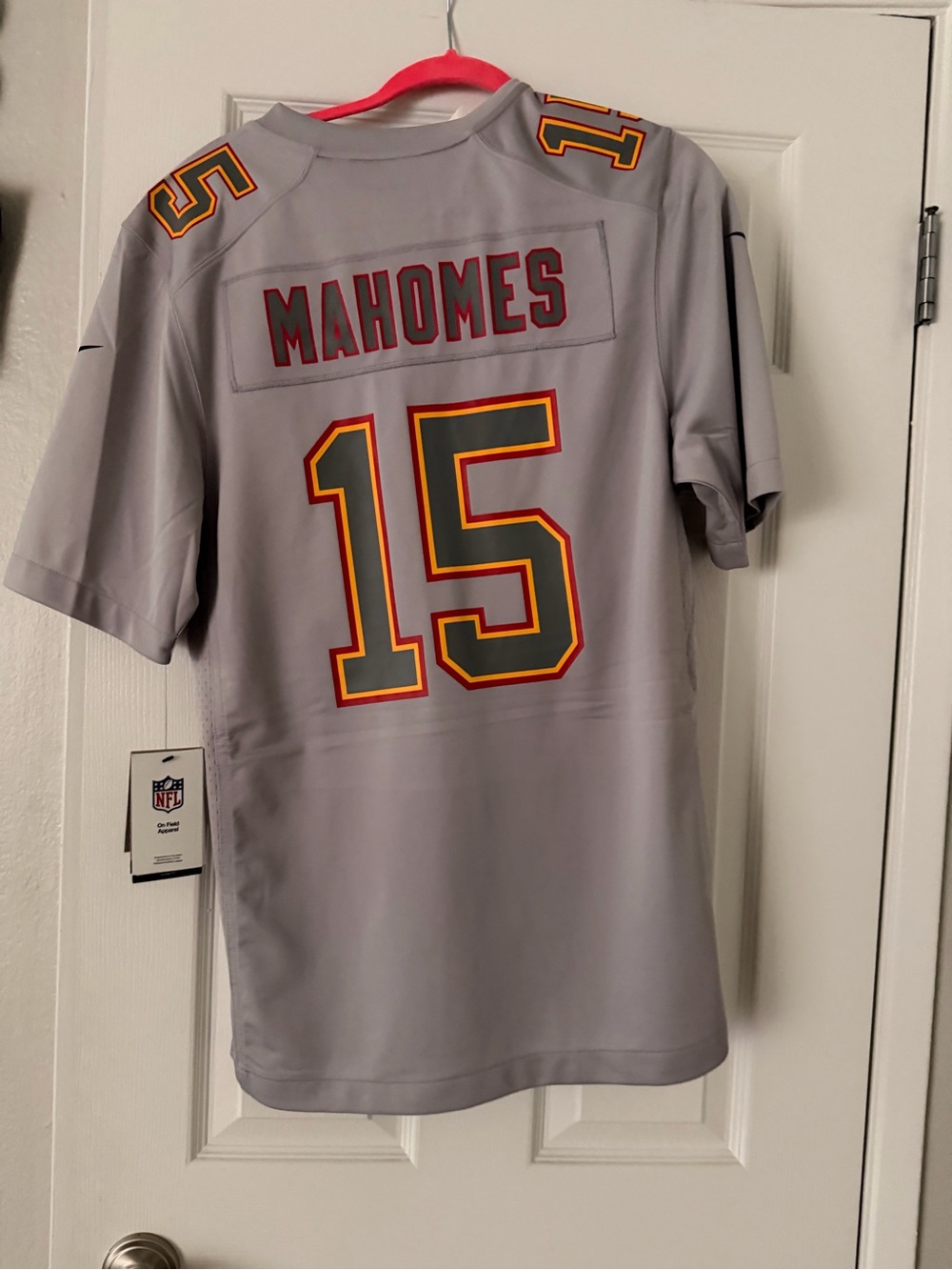 Nike Men’s Gray Mahomes #15 Jersey with Red & Yellow Trim